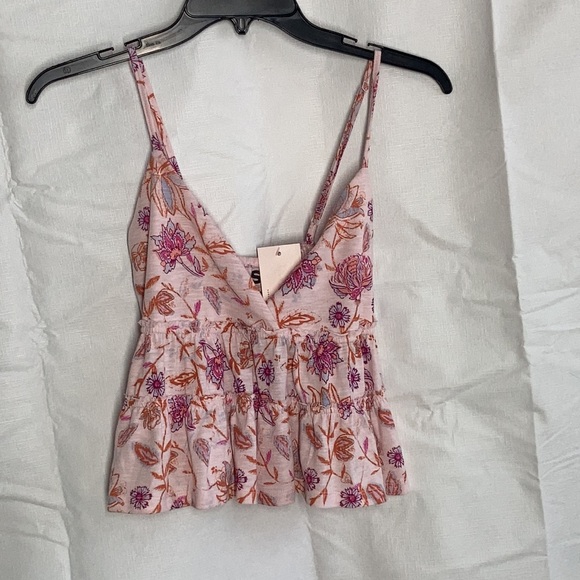SO pink floral tiered cami boho top M XL or XXL jr - Picture 3 of 17